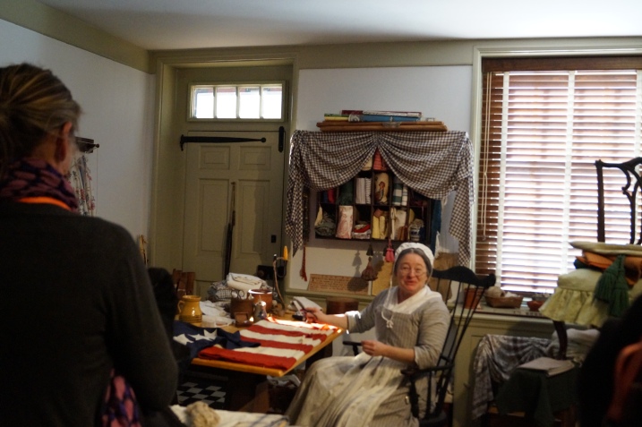 Visiting with Betsy Ross during the Behind-the-Front-Lines Tour at the Betsy Ross House